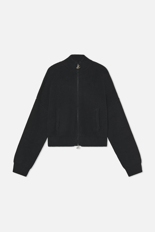 Delore Black Knit Zipper