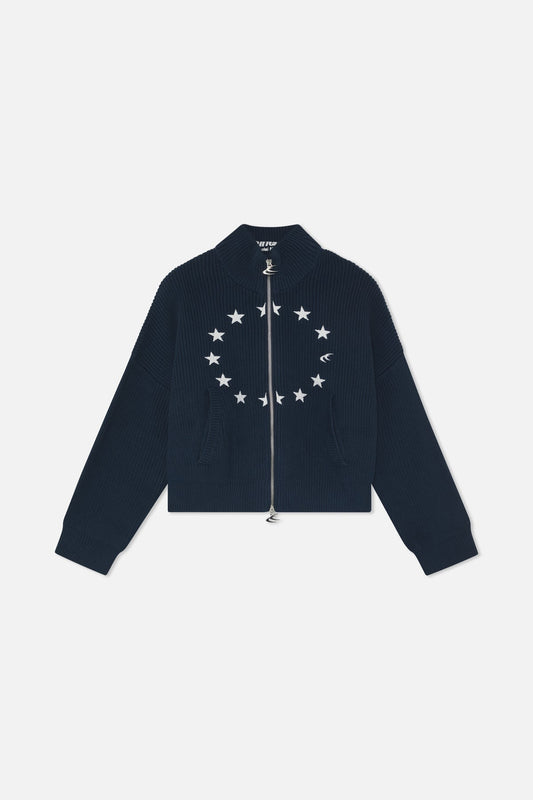 Ea Navy Blue Knit Zipper