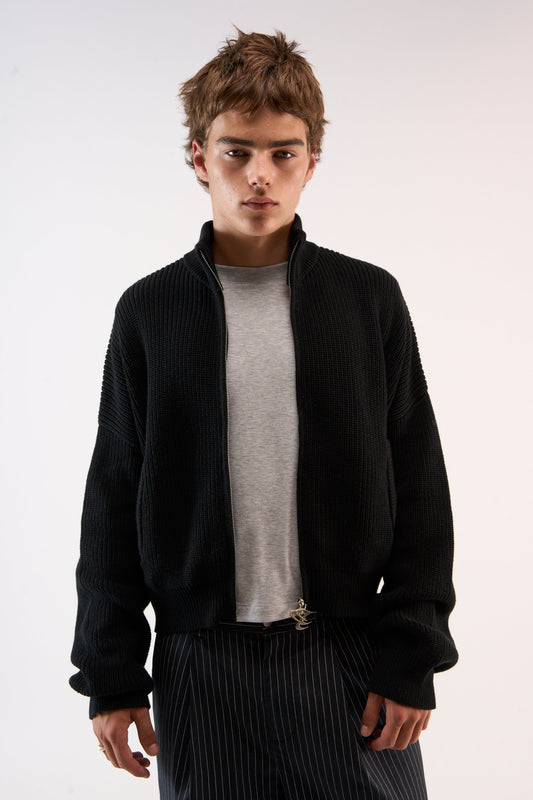 Delore Black Knit Zipper