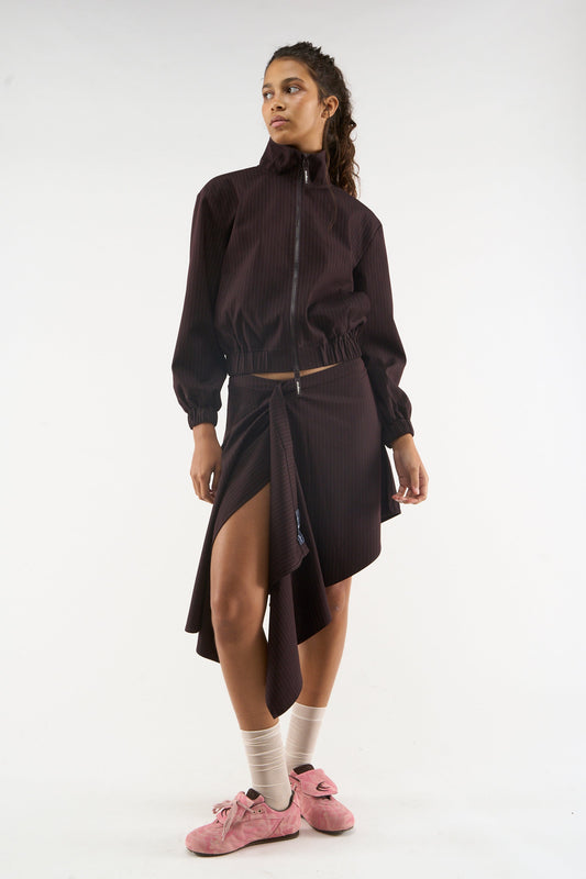 Nautica Burgundy Pinstripe Skirt